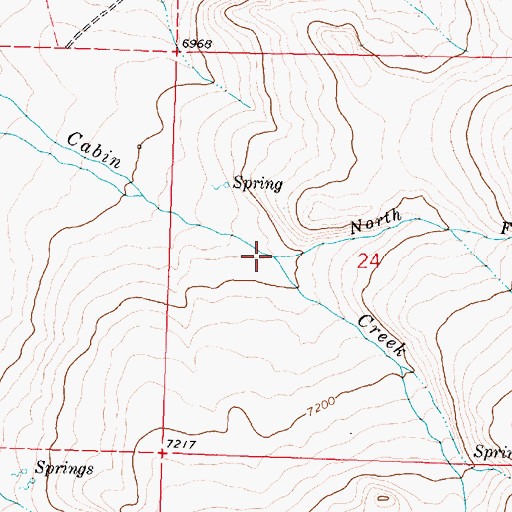 Topographic Map of North Fork Cow Cabin Creek, MT