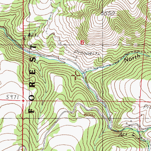 Topographic Map of North Fork Dry Cottonwood Creek, MT