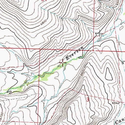 Topographic Map of North Fork Everson Creek, MT