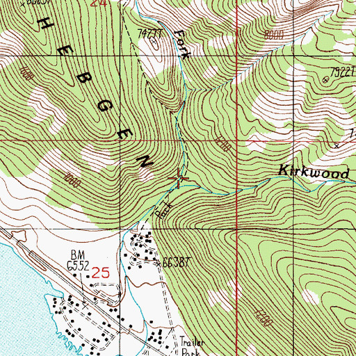 Topographic Map of North Fork Kirkwood Creek, MT