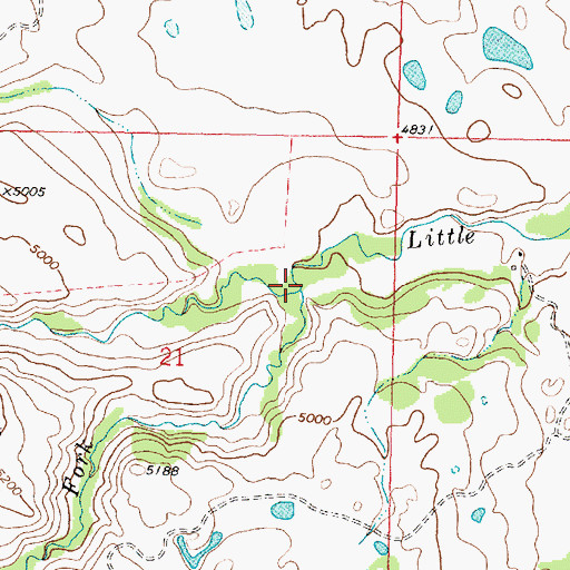 Topographic Map of North Fork Little Badger Creek, MT
