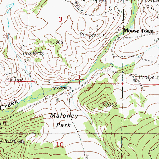 Topographic Map of North Fork Moose Creek, MT