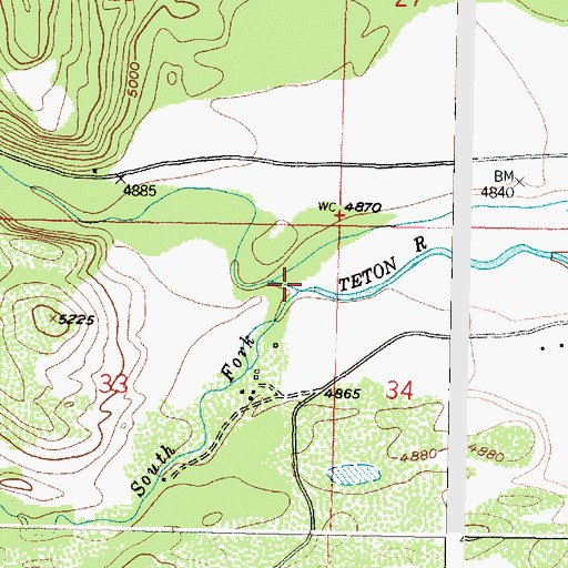 Topographic Map of North Fork Teton River, MT