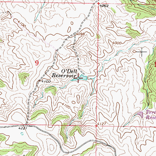 Topographic Map of O'Dell Reservoir, MT