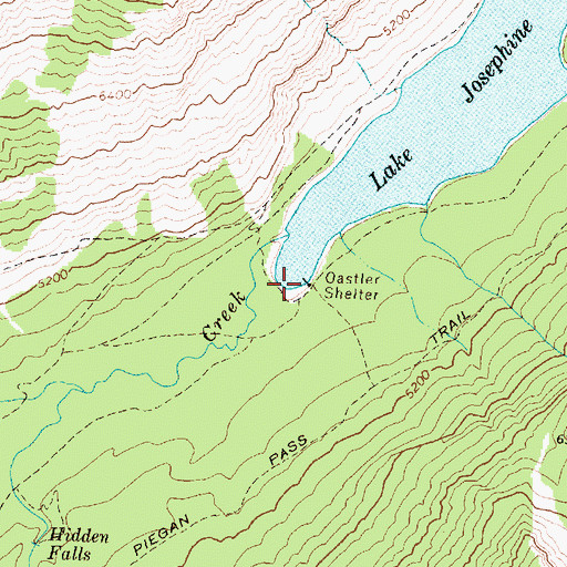 Topographic Map of Oastler Shelter, MT