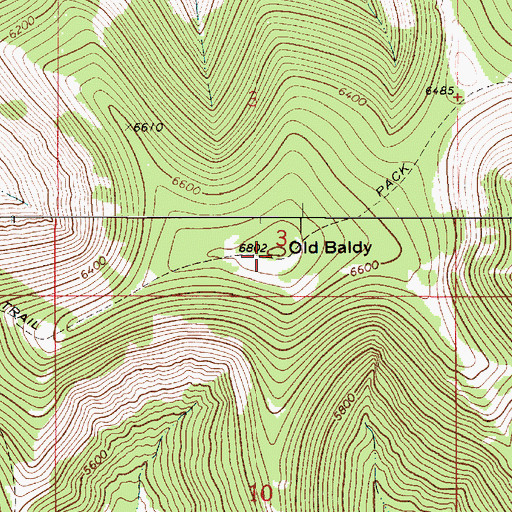 Topographic Map of Old Baldy, MT