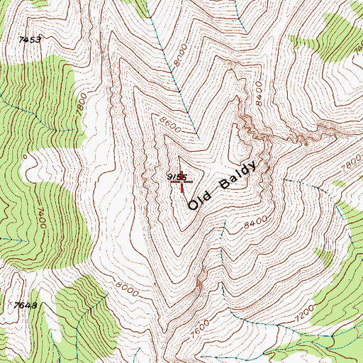 Topographic Map of Old Baldy, MT