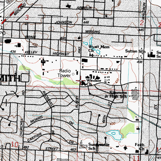 Topographic Map of Windsor Park Baptist Church, AR