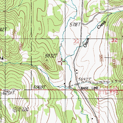 Topographic Map of Olson Creek, MT