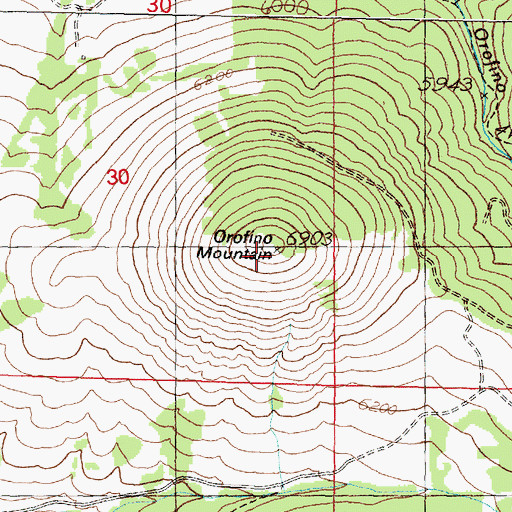 Topographic Map of Orofino Mountain, MT