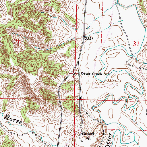 Topographic Map of Otter Creek School (historical), MT