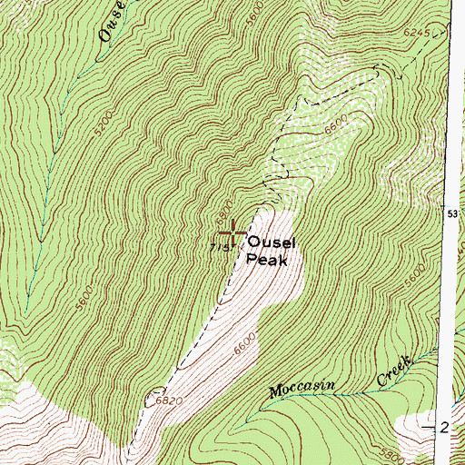Topographic Map of Ousel Peak, MT
