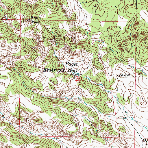 Topographic Map of Paget Reservoir Number One, MT