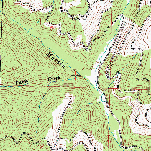 Topographic Map of Paint Creek, MT