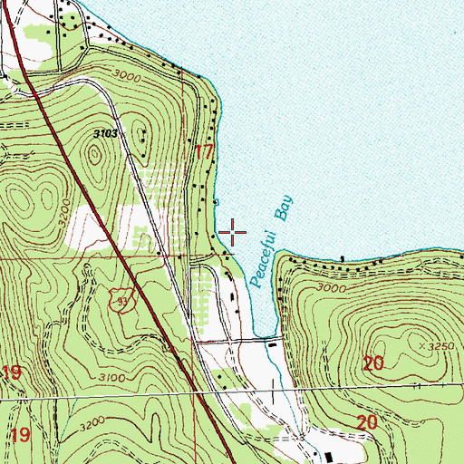 Topographic Map of Peaceful Bay, MT