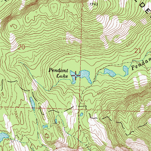 Topographic Map of Pendent Lake, MT
