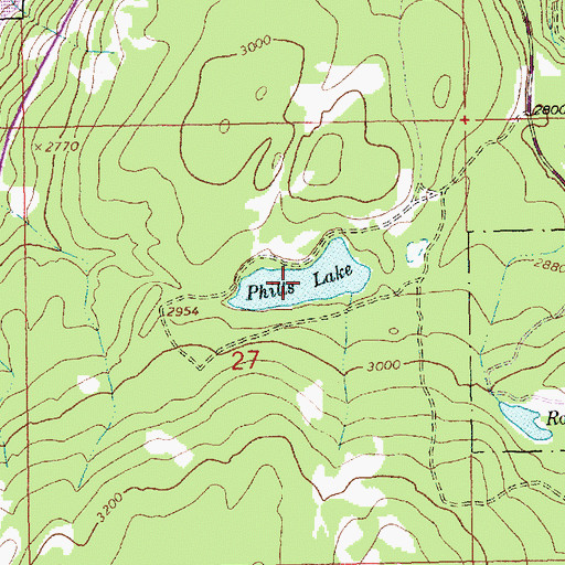 Topographic Map of Phills Lake, MT