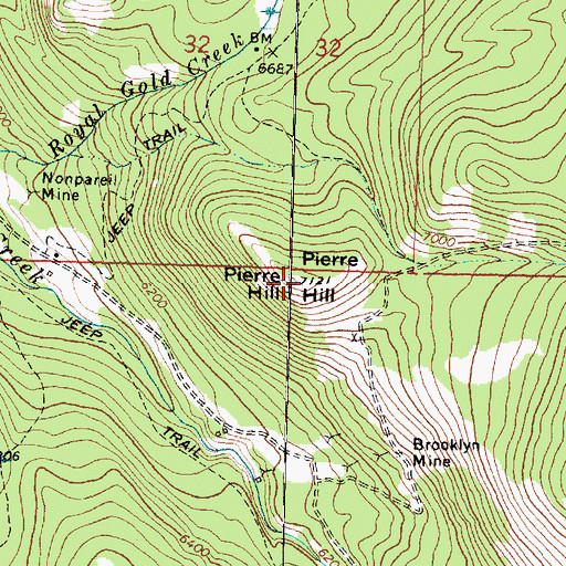 Topographic Map of Pierre Hill, MT