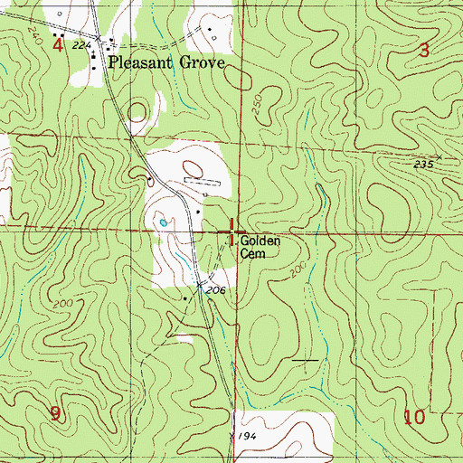 Topographic Map of Golden Cemetery, AR