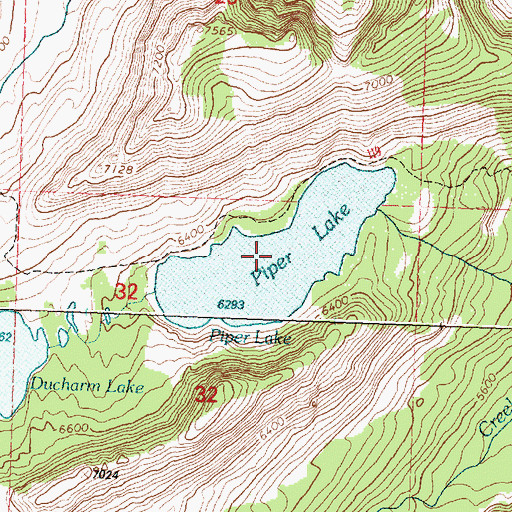 Topographic Map of Piper Lake, MT