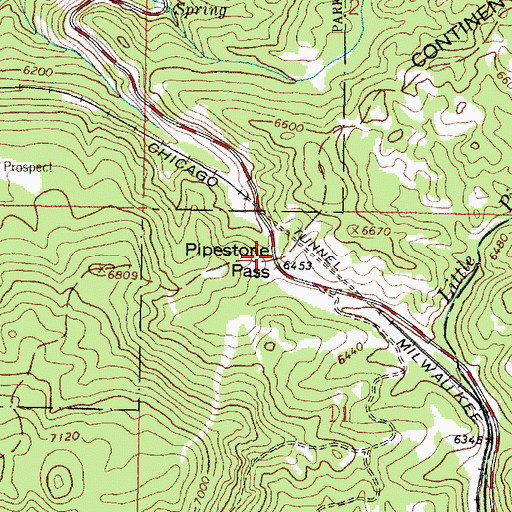 Topographic Map of Pipestone Pass, MT