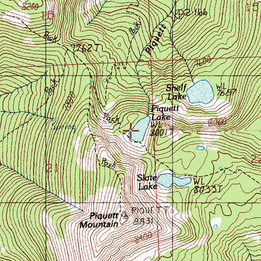 Topographic Map of Piquett Lake, MT