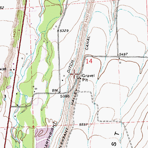 Topographic Map of Pleasant Valley Canal, MT