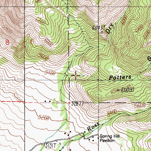 Topographic Map of Potters Gulch, MT