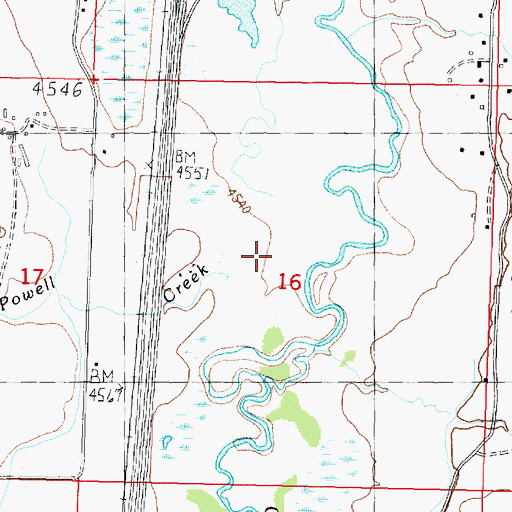 Topographic Map of Powell Creek, MT