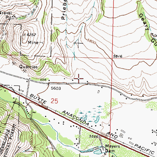 Topographic Map of Priebe Gulch, MT