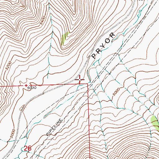 Topographic Map of Pryor Gap, MT