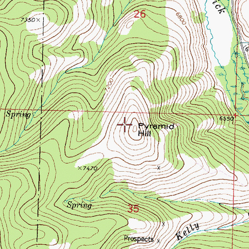 Topographic Map of Pyramid Hill, MT