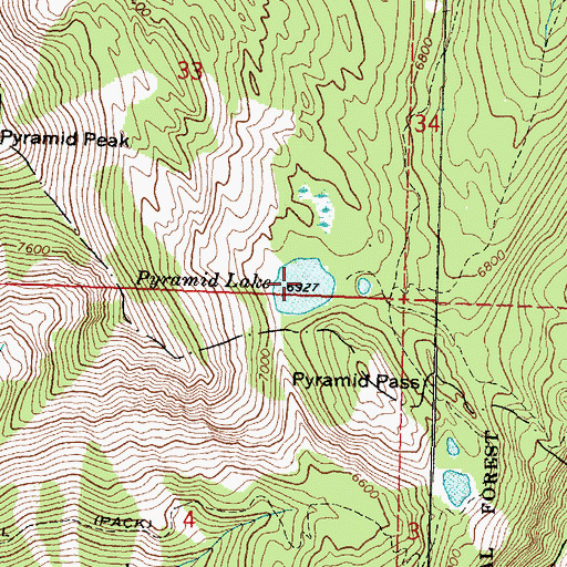 Topographic Map of Pyramid Lake, MT