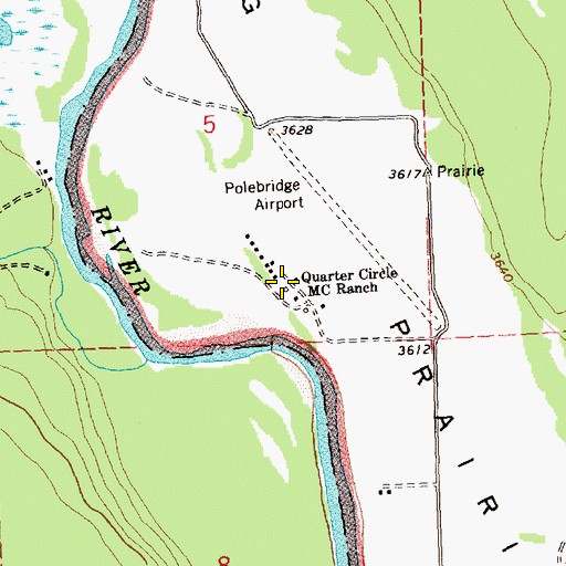 Topographic Map of Quarter Circle MC Ranch, MT