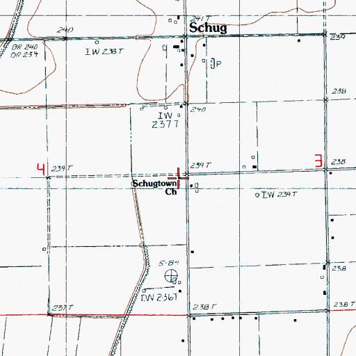 Topographic Map of Schugtown United Methodist Church, AR