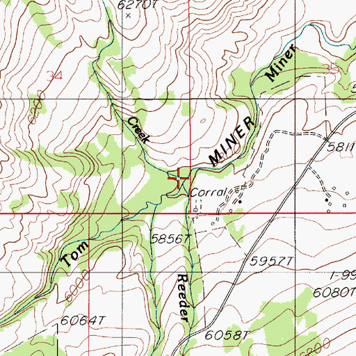 Topographic Map of Reeder Creek, MT