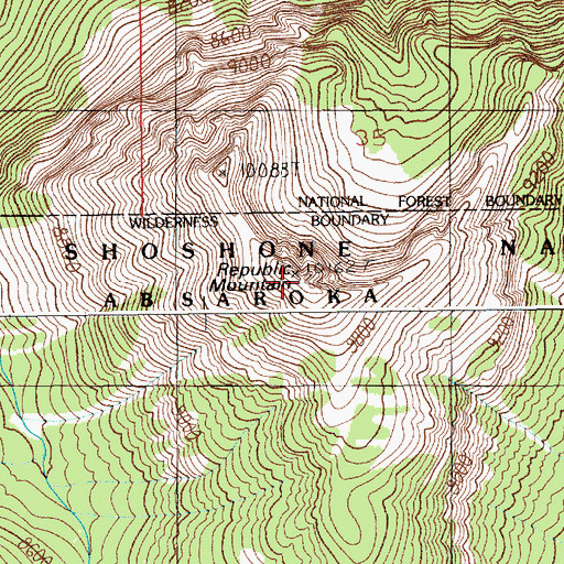 Topographic Map of Republic Mountain, WY