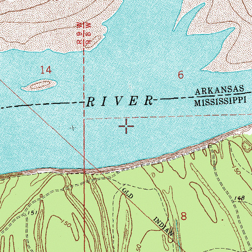 Topographic Map of Arkansas River, AR