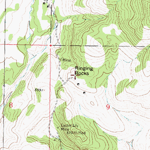 Topographic Map of Ringing Rocks, MT
