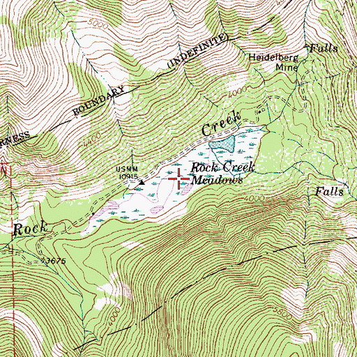 Topographic Map of Rock Creek Meadows, MT