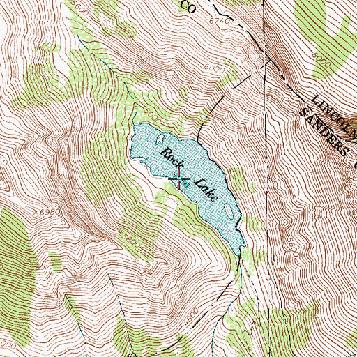 Topographic Map of Rock Lake, MT