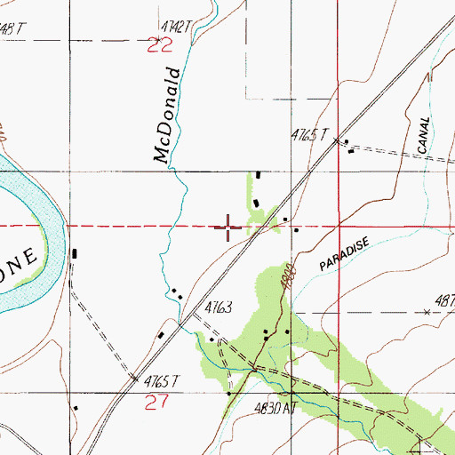Topographic Map of Rosedale School (historical), MT
