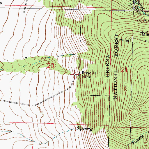 Topographic Map of Roselle Mine, MT