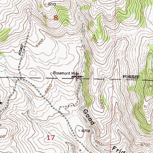 Topographic Map of Rosemont Mine, MT