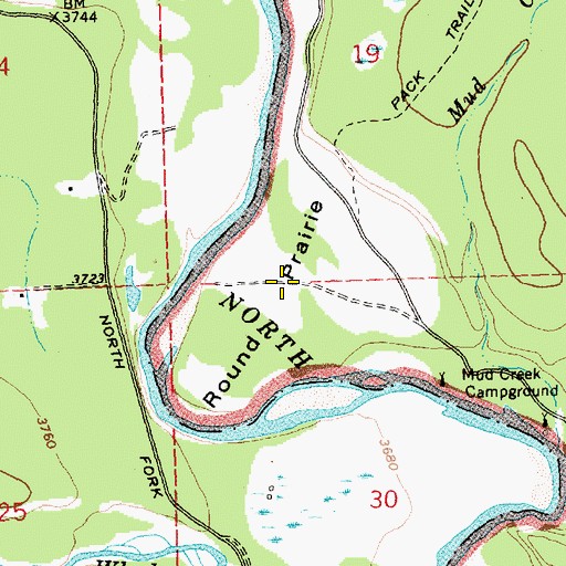 Topographic Map of Round Prairie, MT