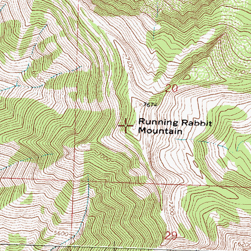 Topographic Map of Running Rabbit Mountain, MT