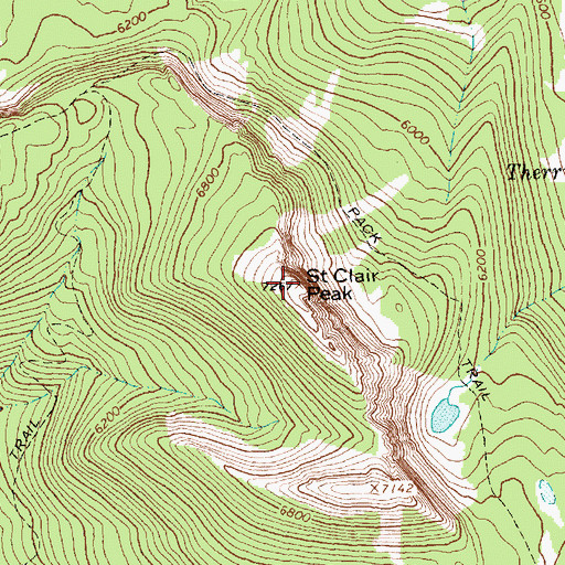Topographic Map of Saint Clair Peak, MT