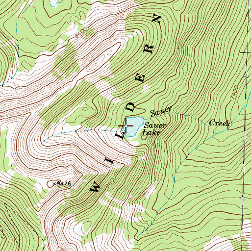 Topographic Map of Sauer Lake, MT