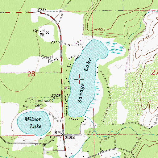 Topographic Map of Savage Lake, MT