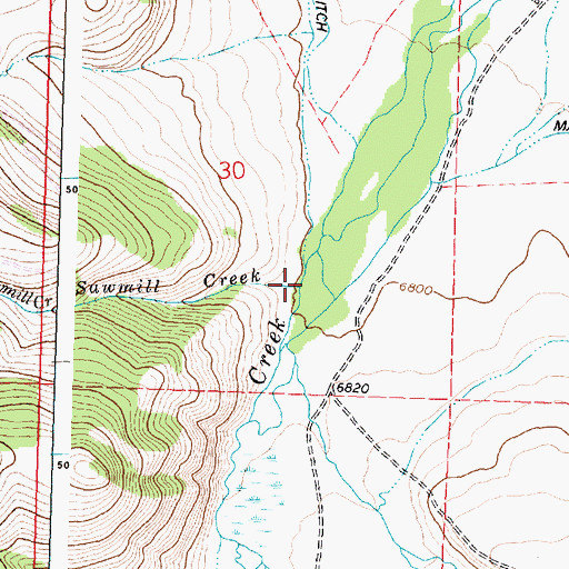 Topographic Map of Sawmill Creek, MT